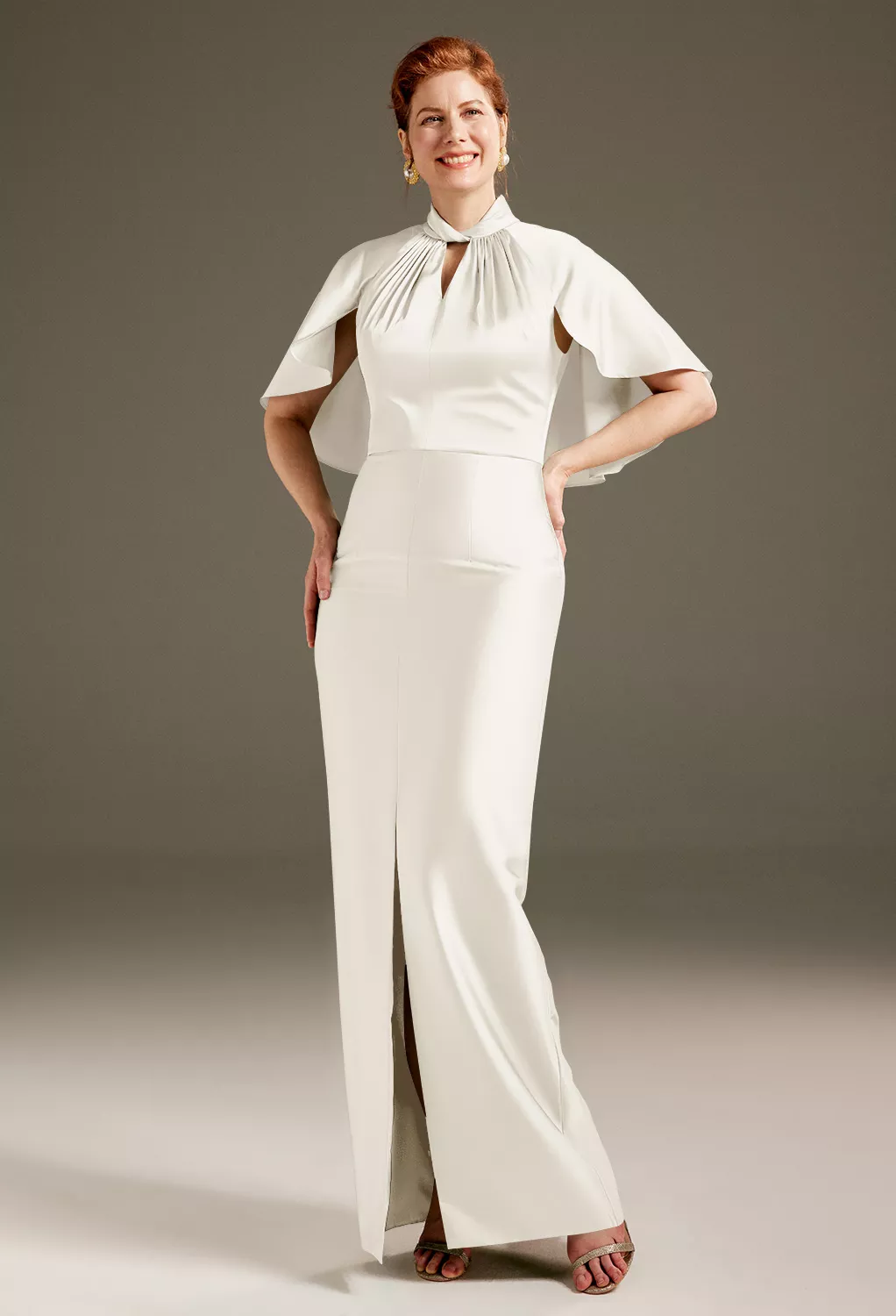 AW Luster Ivory  Mother of The Bride Dresses With Wraps
